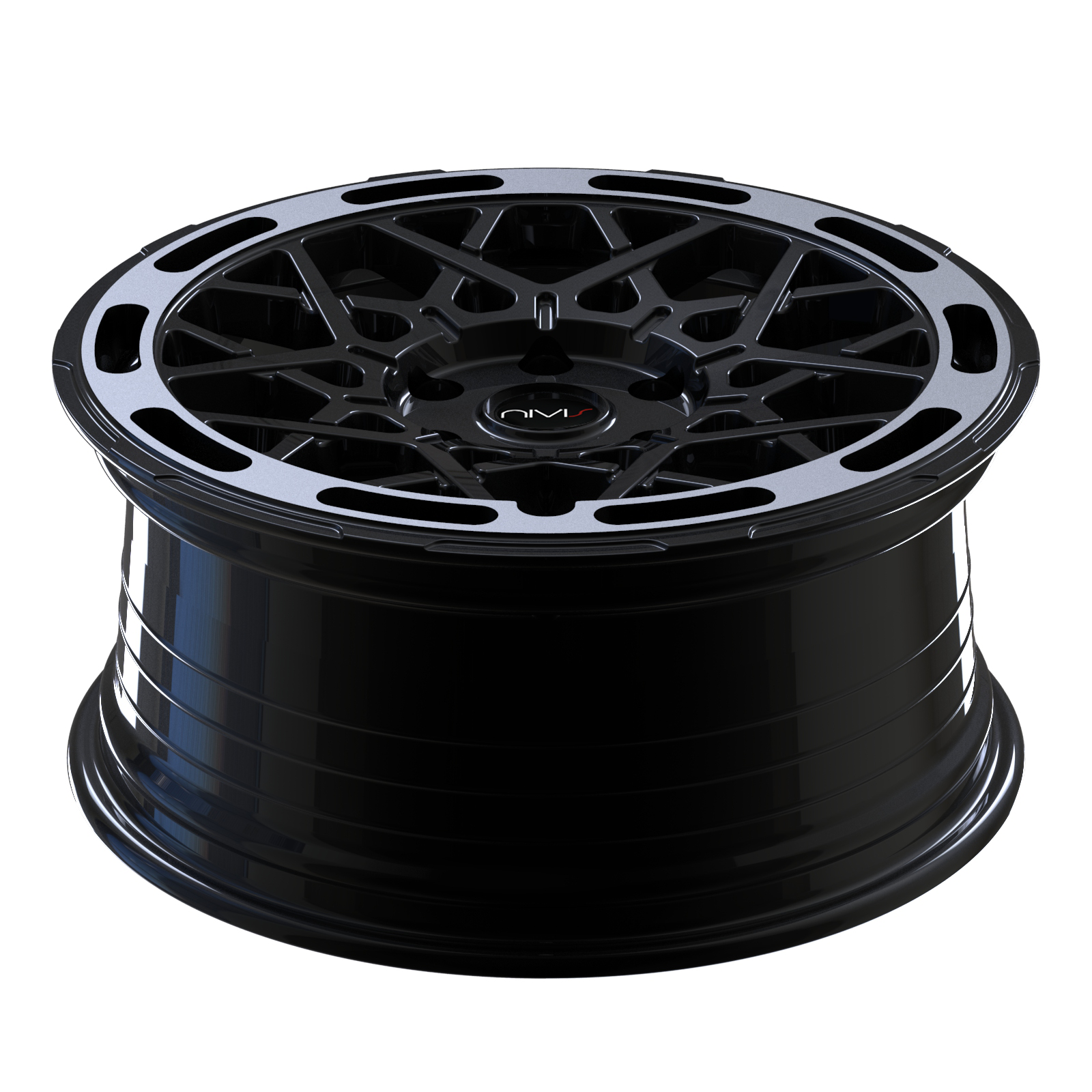 Nivis Velora 8.5x20 ET45 6x120 74.6 Gloss Black Machined Lip