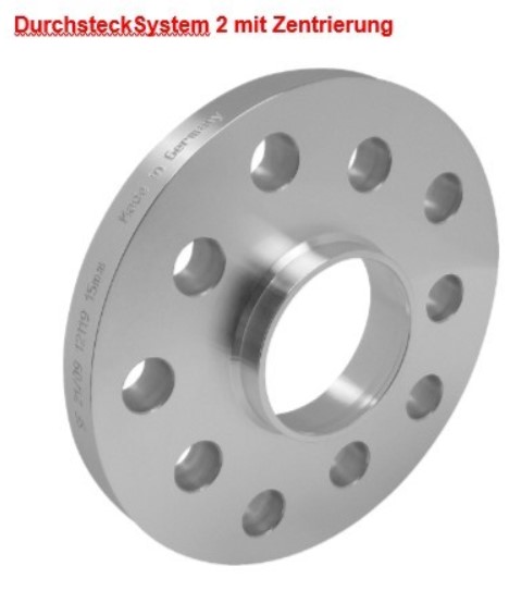 Distanzscheiben-Set (2 Stk) 10mm 5x100+112-57.1 aus Alu mit Durchsteck-Ausf. System 2 *
