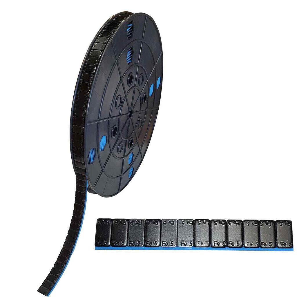 Peso adesivo nero Rotolo di acciaio da 6 kg (5 g) Rivestito in plastica con labbro per le dita