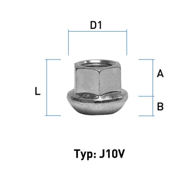 Radmutter M12X1,5 Kugel R14 Typ J10V - H: 20 mm