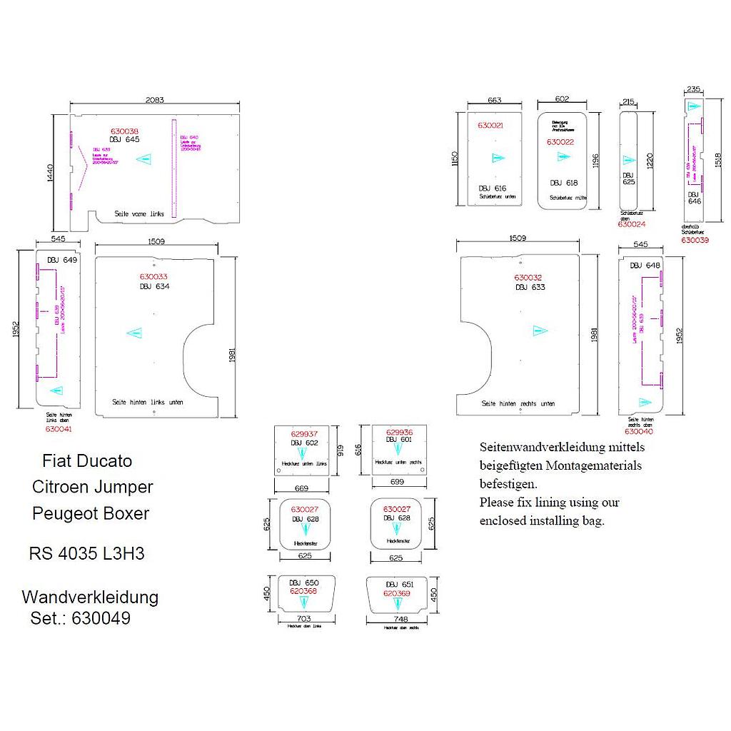 Seitenwandverkleidung, L3 H3 / 25-teilig