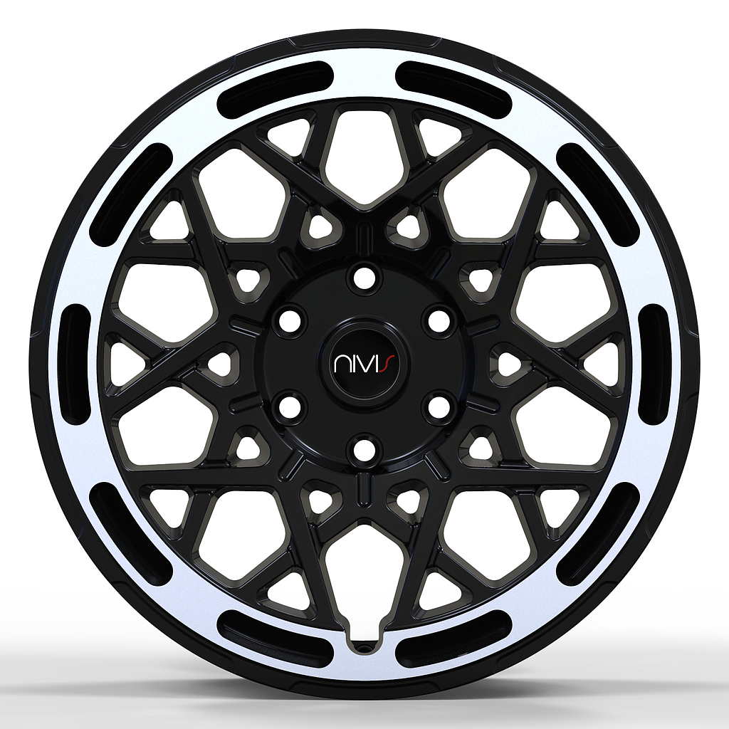 Nivis Velora 8.5x20 ET45 6x120 74.6 Gloss Black Machined Lip