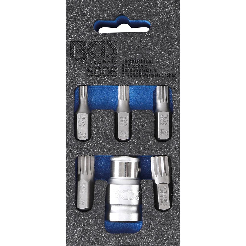 Schraubendreher-Bit-Satz | Antrieb Aussensechskant 10 mm (3/8") | Innenvielzahn (für XZN) | 6-tlg.