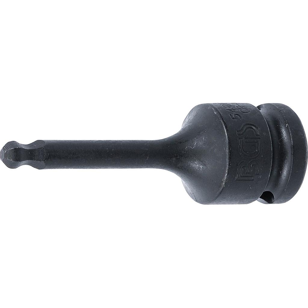 Kraft-Bit-Einsatz | Länge 75 mm | Antrieb Innenvierkant 12,5 mm (1/2") | Innensechskant mit Kugelkopf 6 mm