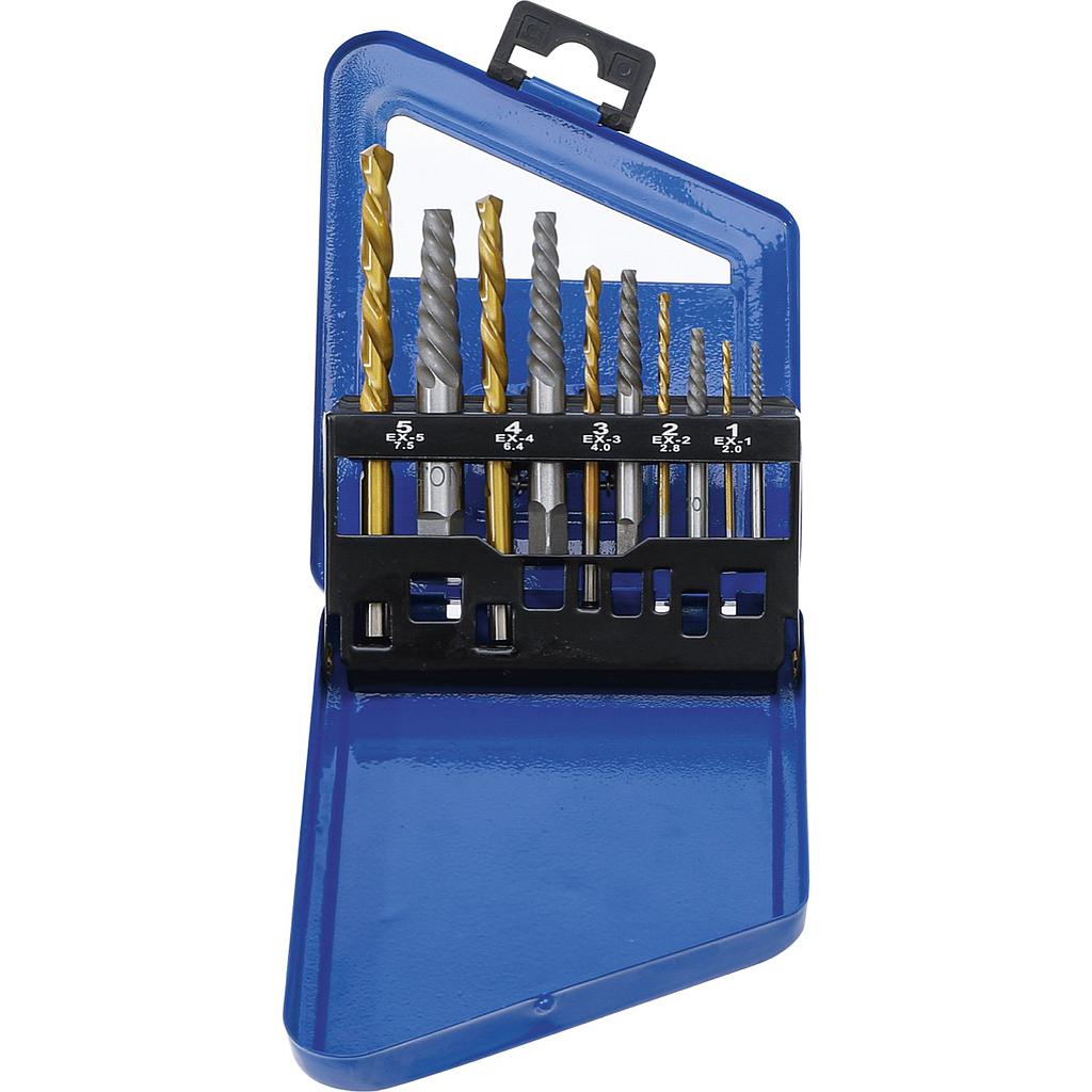 Schraubenausdreher- &amp; Linksbohrer-Satz | HSS | titan-nitriert | 2 - 7,5 mm | 10-tlg.