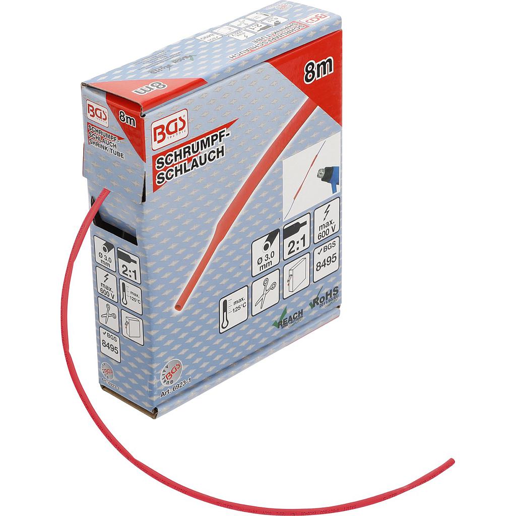 Schrumpfschlauch-Box | rot | Ø 3 mm | 8 m