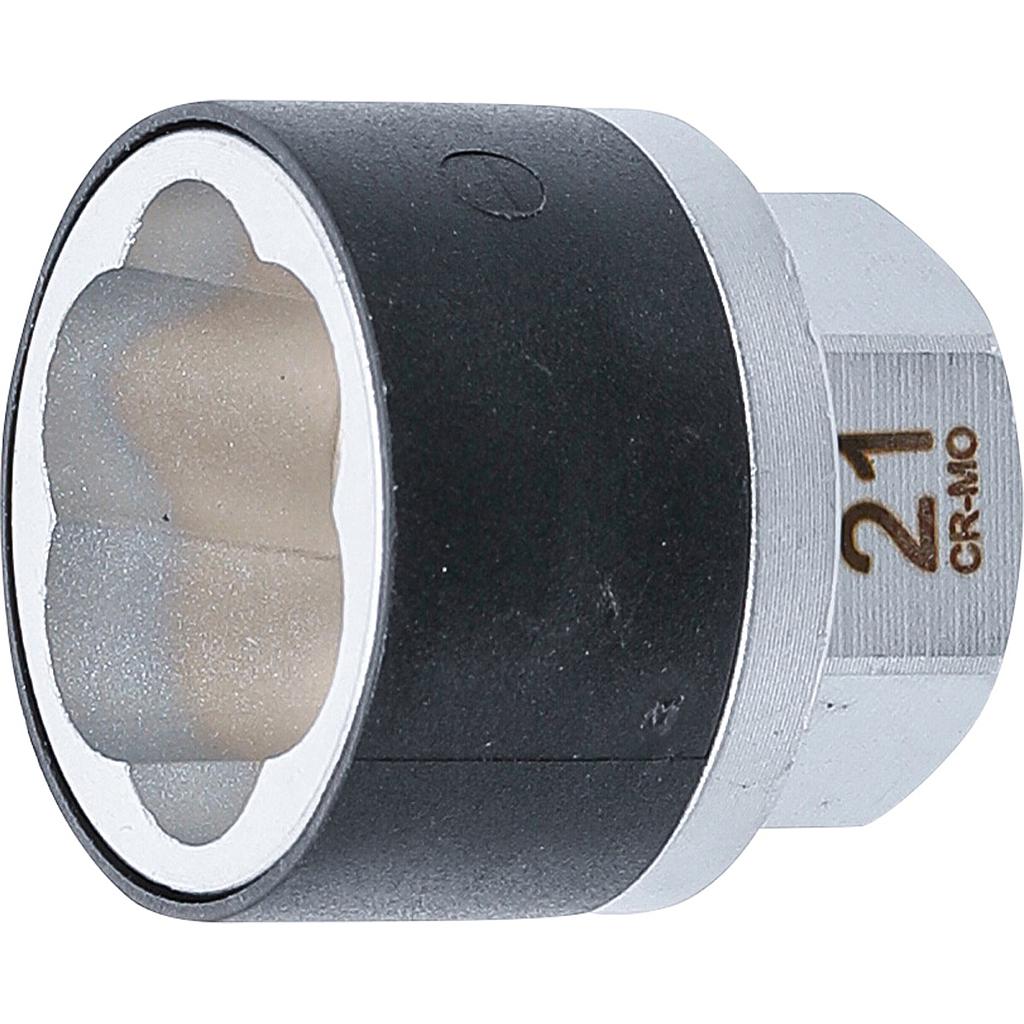 Spiral-Profil-Steckschlüssel-Einsatz / Schraubenausdreher | Antrieb Aussensechskant 21 mm | SW 21 mm