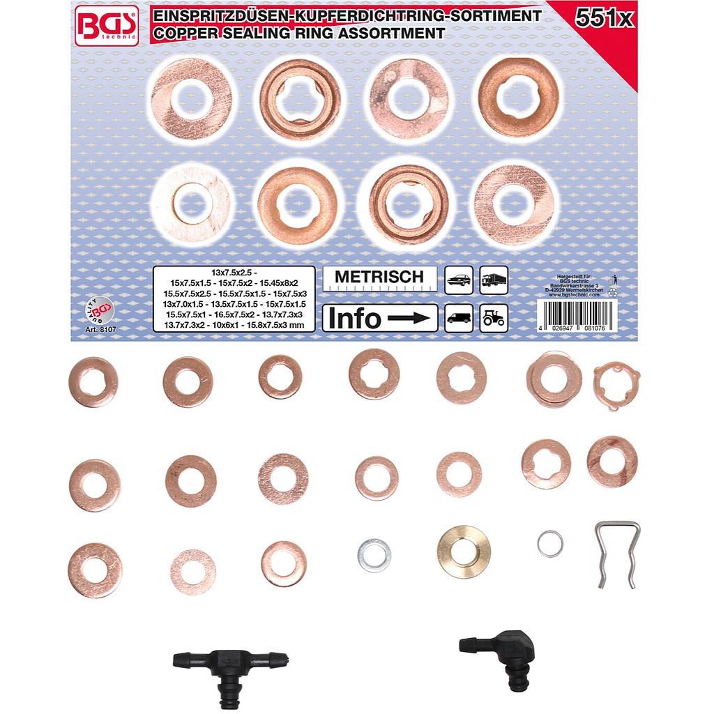 Einspritzdüsen-Kupferdichtring-Sortiment | 551-tlg.